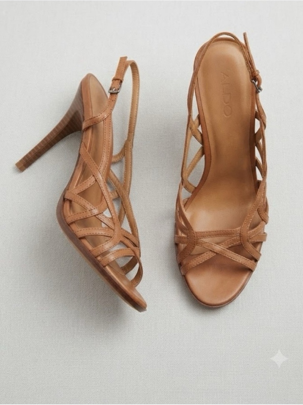ALDO Tan Strappy Slingback High Heel Sandals